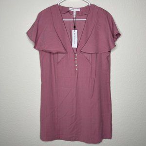 NWT BCBGeneration Flutter Sleeve Shift Dress Pearlescent Front Buttons Was Sz M